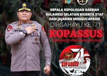 Kapolda Sulsel  Ucapkan Selamat Ulang Tahun Kopasus ke – 71