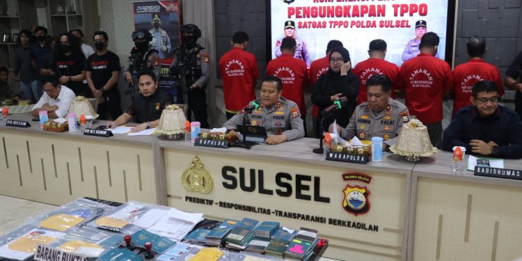 Menjanjikan Korban Dengan Gaji yang Memuaskan, 9 Orang Pelaku Diamankan Polda Sulsel 