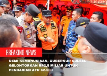 Demi Kemanusiaan, Gubernur Sulsel Gelontorkan Rp2,5 Miliar untuk Pencarian ATR 42-500