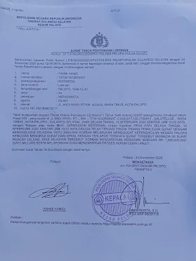 Kasus Dugaan Pemalsuan Grosse Risalah Lelang KPKNL Palopo Senilai Rp.1Miliar Disorot, Pelapor Desak Propam Usut Penganganan Perkara